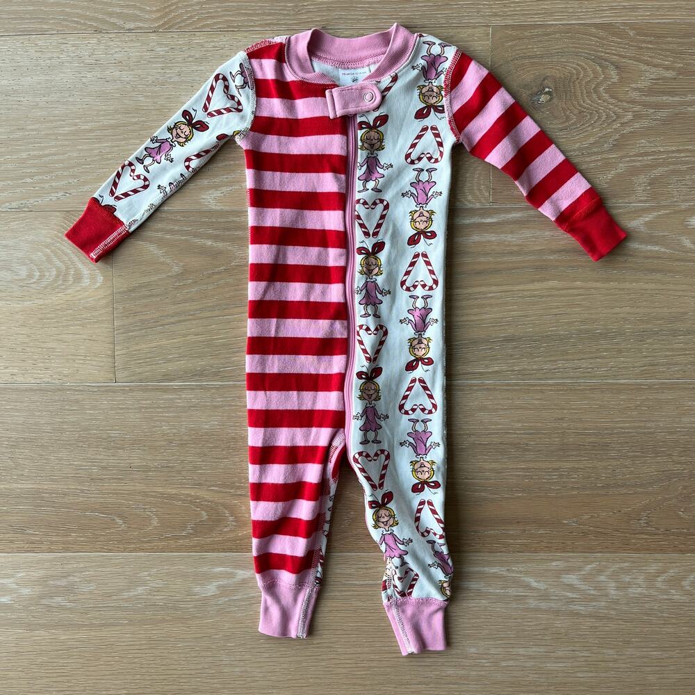 Hanna Andersson Dr. Seuss Grinch Cindy-Lou Who One Piece Pajamas 12-18 mo